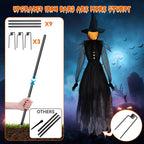 Jibeufi Hlw-witch-3pcs 3-Pack 4.9-Foot Lighted Halloween Witch Stakes – black – product detail