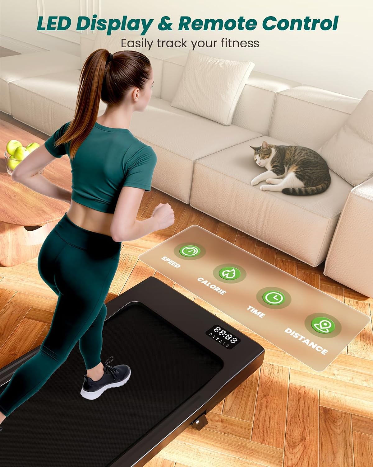 DeerRun Under-Desk Walking Treadmill – Matte Black – product detail