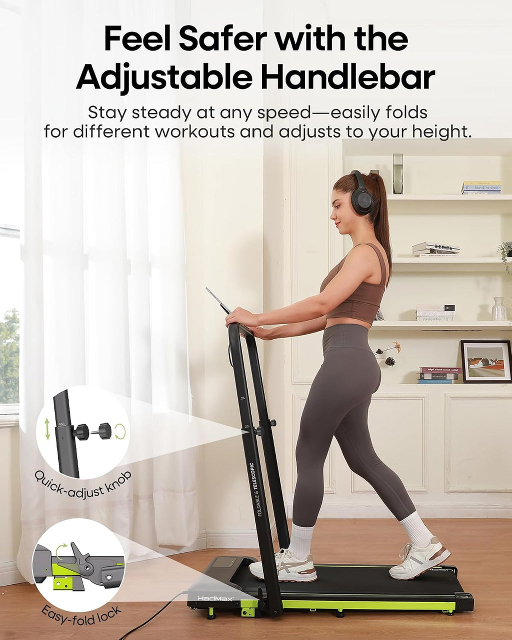 HADMAX H100 Walking Treadmill – Chartreuse – product detail