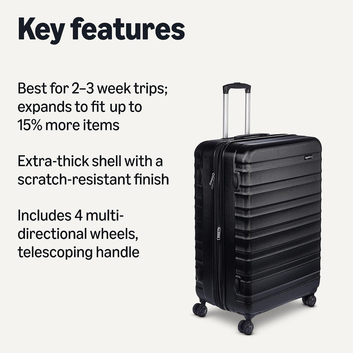 Amazon Basics Hardside Large Checked Suitcase – Black / Large Checked – product detail