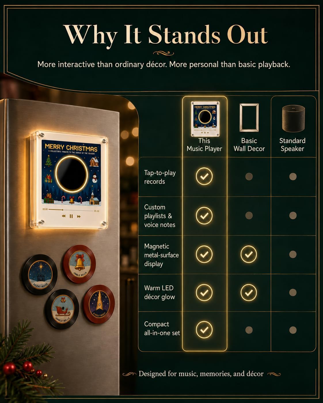 Christmas Vinyl Player Fridge Record NFC Magnetic Music Box Set · 5
