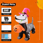 GOOSH 5.5-Foot Halloween Skeleton Dog & Pumpkin Inflatable – White – product detail
