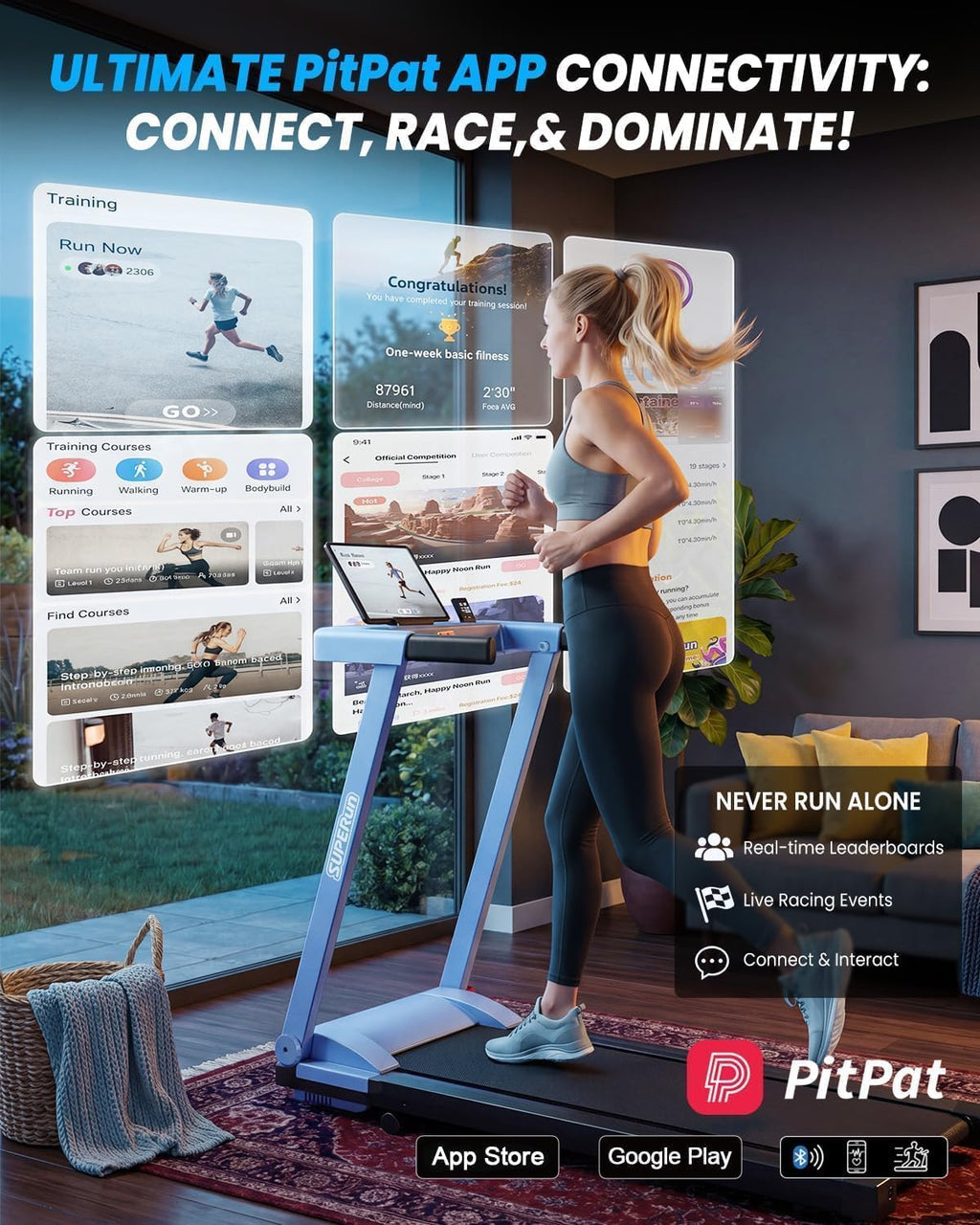 Superun Walking Treadmill – BlackBlue – product detail