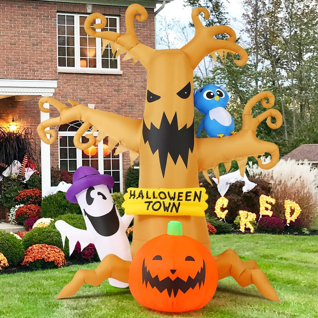 GOOSH 69076 8-Foot Halloween Dead Tree & Owl & Ghost Inflatable – yellow – product detail