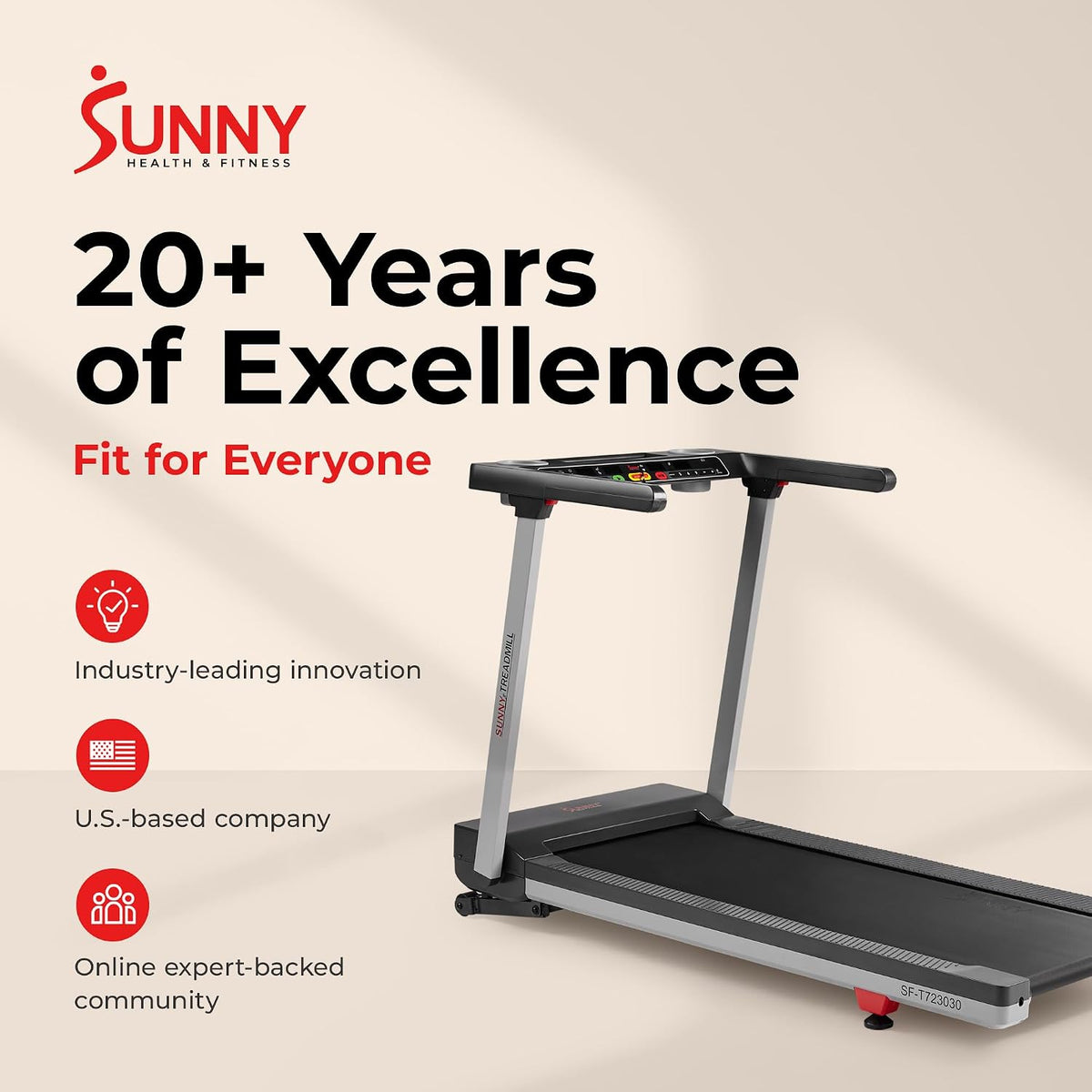 Sunny Health & Fitness SF-T723030 Walking Treadmill – Gray – product detail