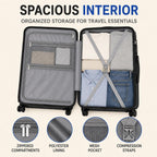 S.Leovay W5271P499184 Luggage Set – 20+24+28Inch, Black – Black / 20+24+28Inch – product detail