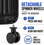 S.Leovay W5271P499184 Luggage Set – 20+24+28Inch, Black – Black / 20+24+28Inch – product detail