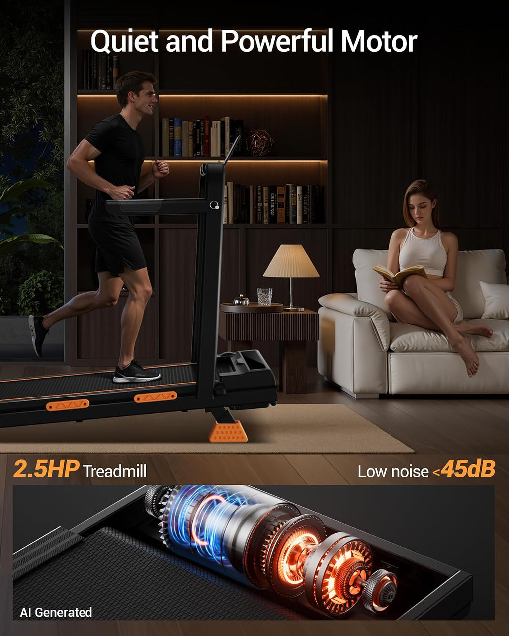 CURSOR FITNESS Under-Desk Walking Treadmill – Carbon Black – product detail
