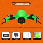COMIN 9-Foot Halloween Spider Inflatable – Green – product detail