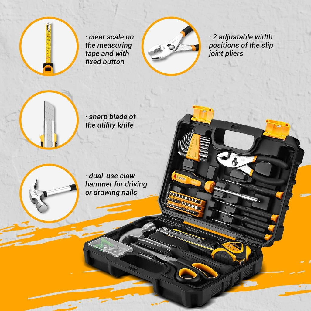 DEKOPRO DKMT50 50-Piece Household Hand Tool Kit – Yellow – product detail