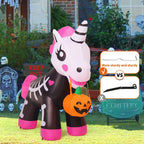 COMIN 69286 5-Foot Halloween Skeleton Unicorn Inflatable – Pink – product detail