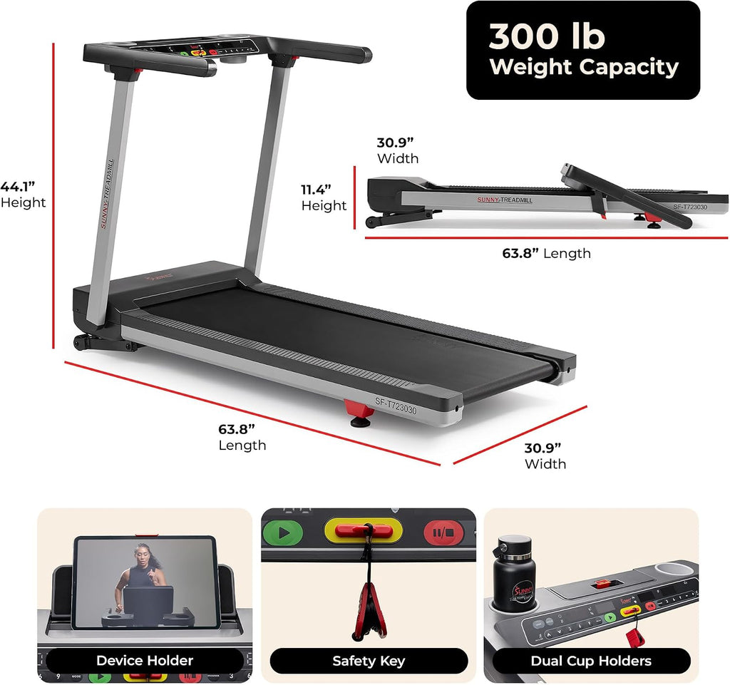 Sunny Health & Fitness SF-T723030 Walking Treadmill – Gray – product detail