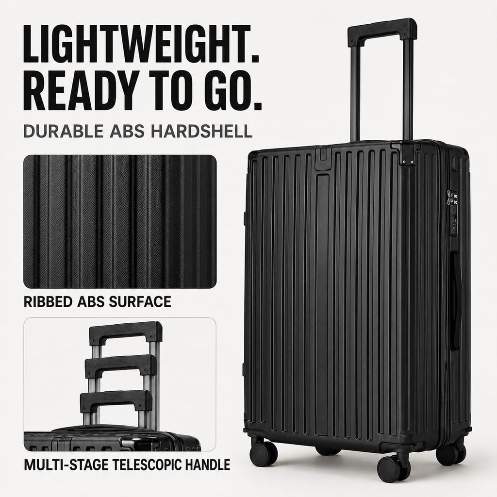 S.Leovay W5271P499184 Luggage Set – 20+24+28Inch, Black – Black / 20+24+28Inch – product detail