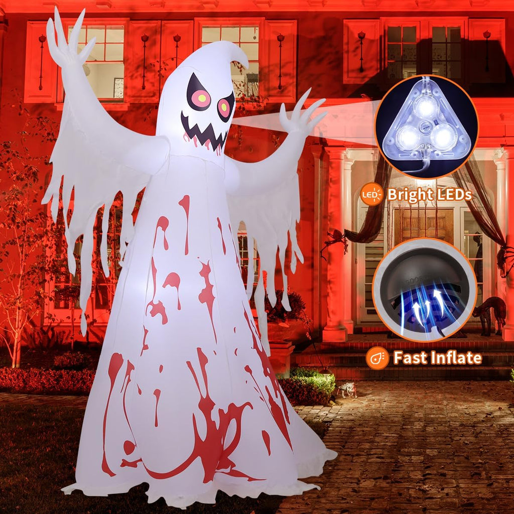 GOOSH 69589 8.2-Foot Halloween Ghost Inflatable – White and Red – product detail