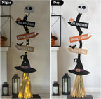 DAZONGE Lighted Wooden Halloween Witch Broom Decoration – black – product detail