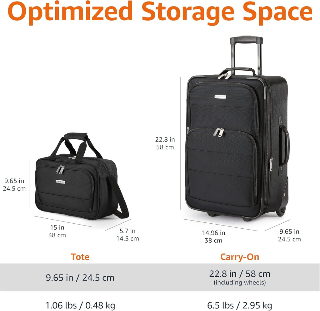 Amazon Basics Softside Luggage Set, 23-Inch Suitcase & 15-Inch Tote