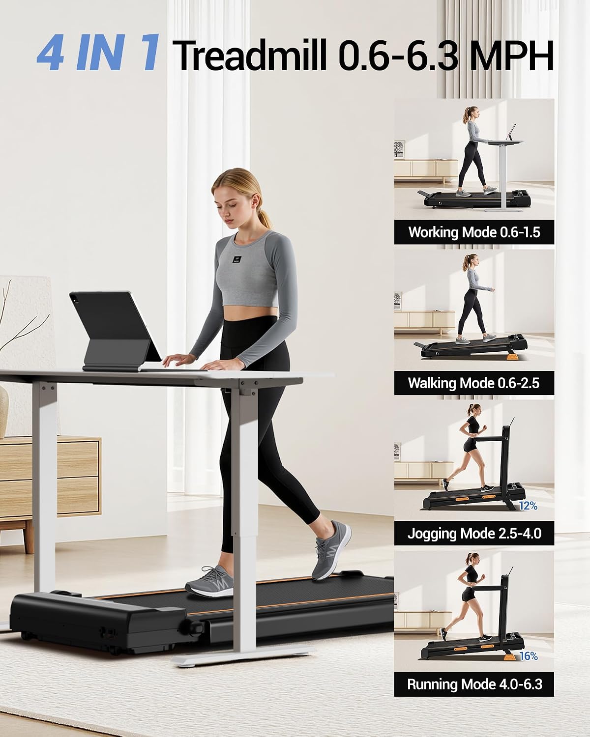 CURSOR FITNESS X5F Folding Walking Treadmill with Handles