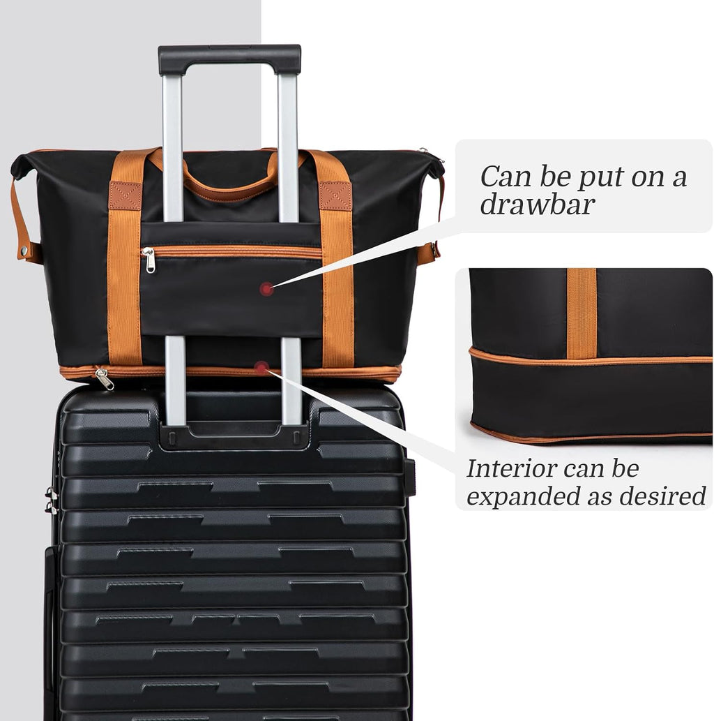 Cosbarn Hardside Luggage Set – ABS 5 Piece Sets (20/24/28/DB/TB), Black – product detail