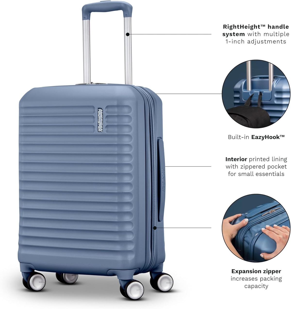 American Tourister 156164-E050 Hardside Suitcase – Medium - Checked, Pink Blush – Pink Blush / Medium - Checked – product detail