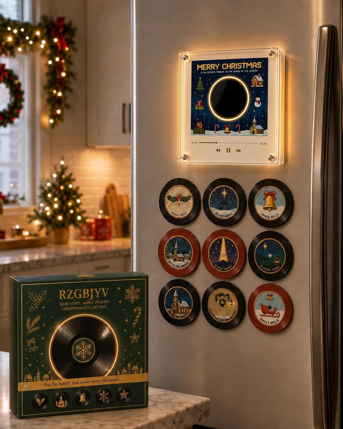 Christmas Vinyl Player Fridge Record NFC Magnetic Music Box Set · 1
