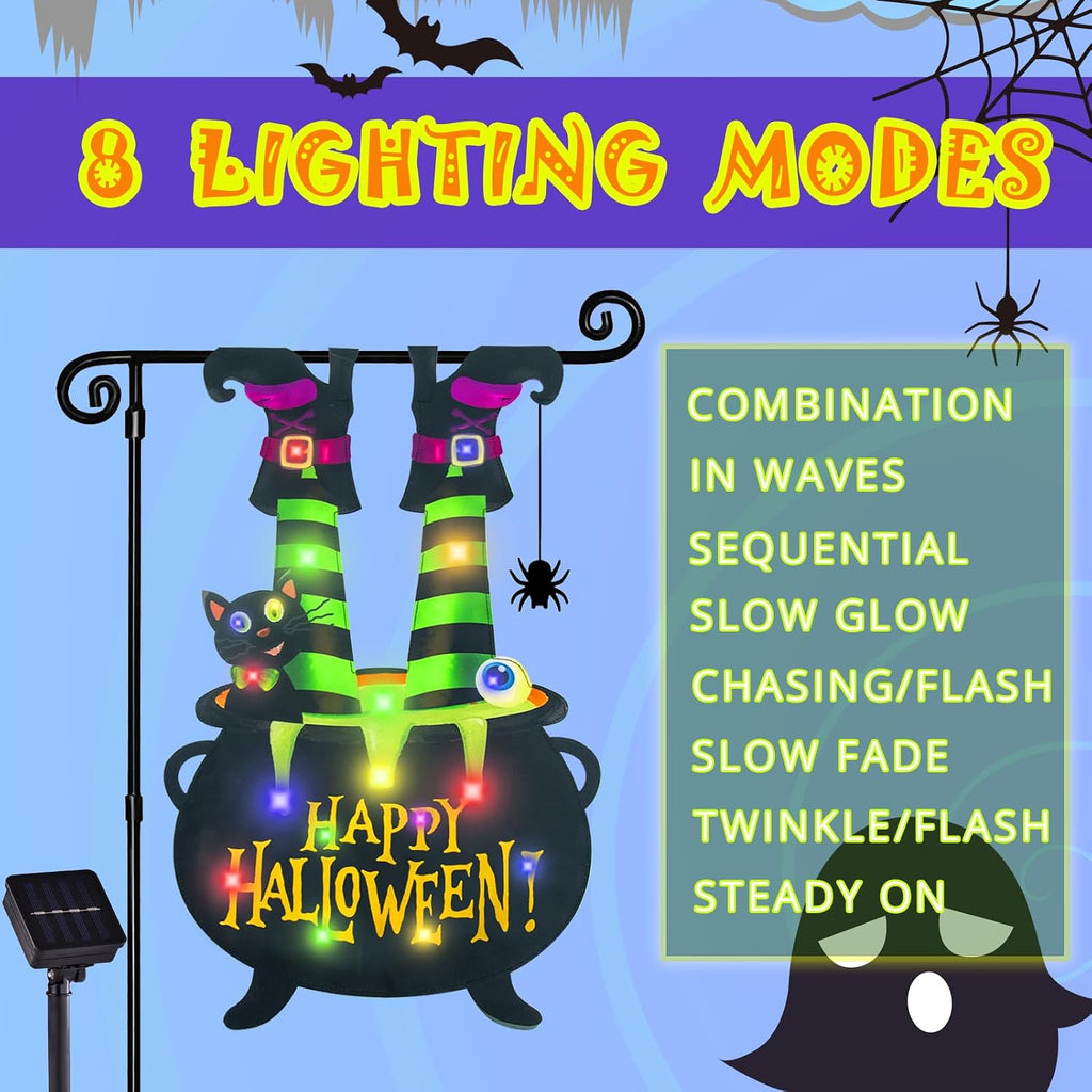 FLAGMESAGE 01 Solar-Lighted Halloween Witch Feet Garden Flag – 12x18 Inch, Witch Feet-Multi Colored-12x18 – Witch Feet-Multi Colored-12x18 / 12x18 Inch – product detail