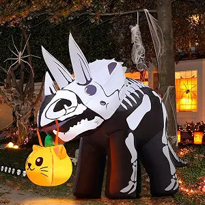 COMIN CO-69429 6.5-Foot Halloween Skeleton Dinosaur Inflatable – Black