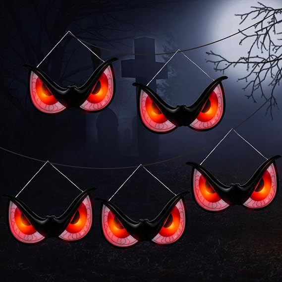 WBao WB-EL52 LED Halloween Glowing Eye Decorations – 5 Packs, Red