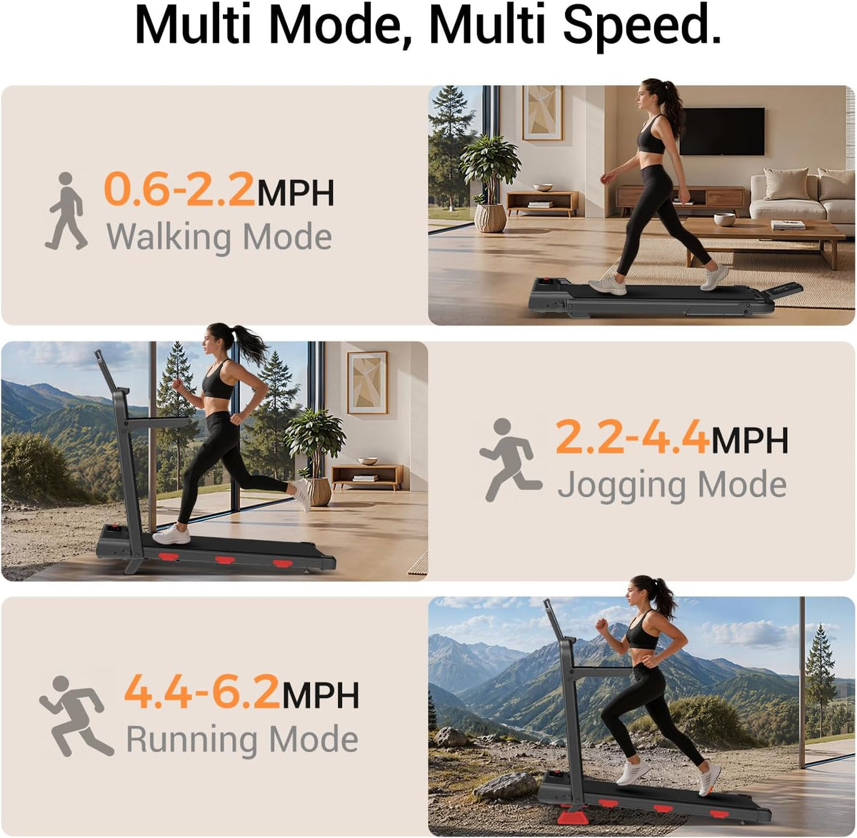 LONTEK Walking Treadmill – Ivory Black – product detail