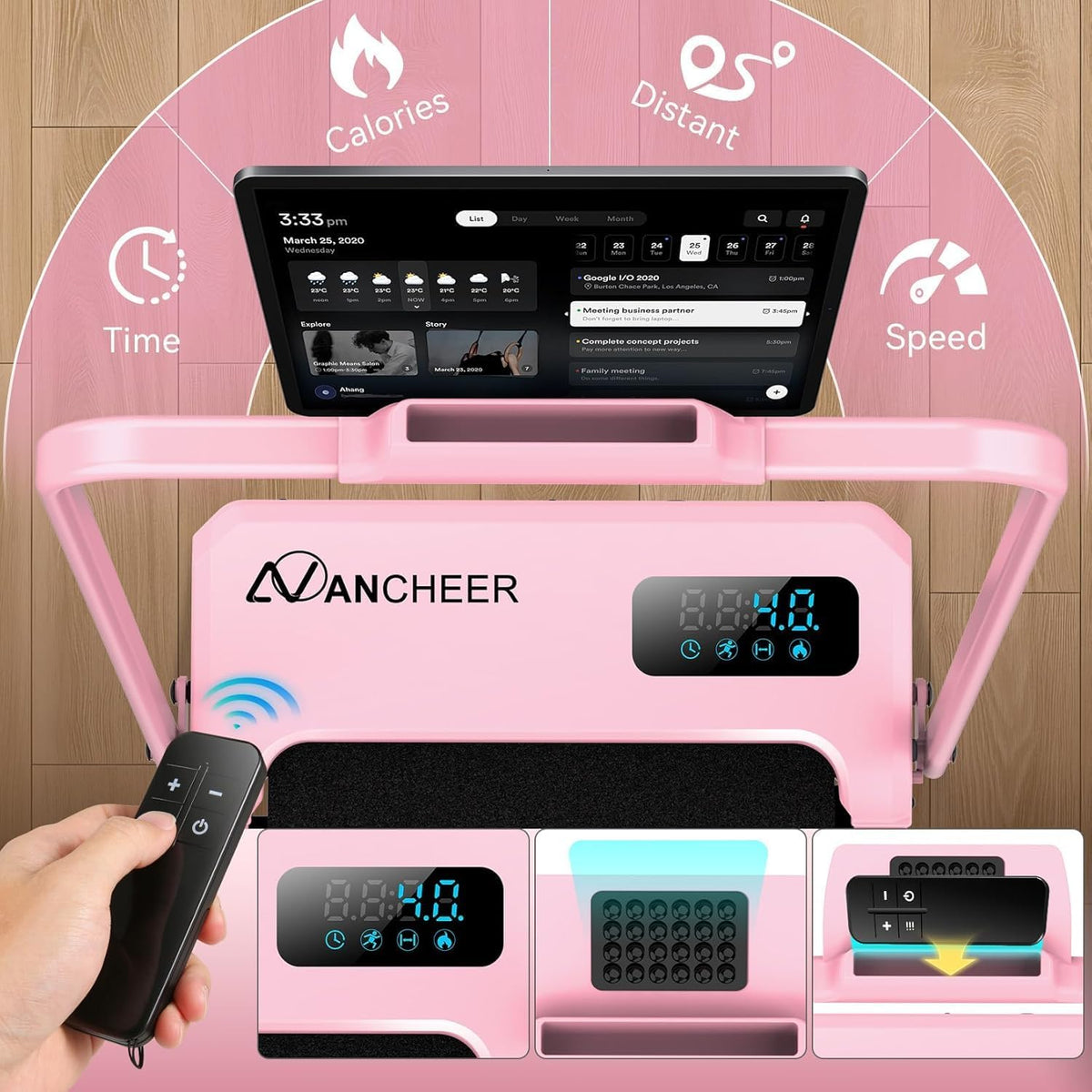 ANCHEER Under-Desk Walking Treadmill – Fashion Pink – product detail