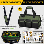 NECKORY QI-065 Wide-Mouth Tool Bag with Shoulder Strap – M, Army Green & Black – M / Army Green & Black – product detail
