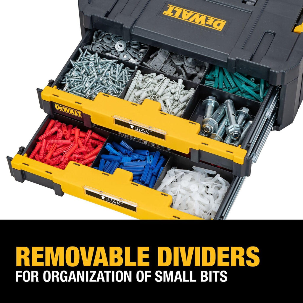 DEWALT DWST17804 TSTAK Double-Drawer Tool Organizer – 17.3 x 12.3 x 6.9 inches (Pack of 1), Black – 17.3 x 12.3 x 6.9 inches (Pack of 1) / Black – product detail