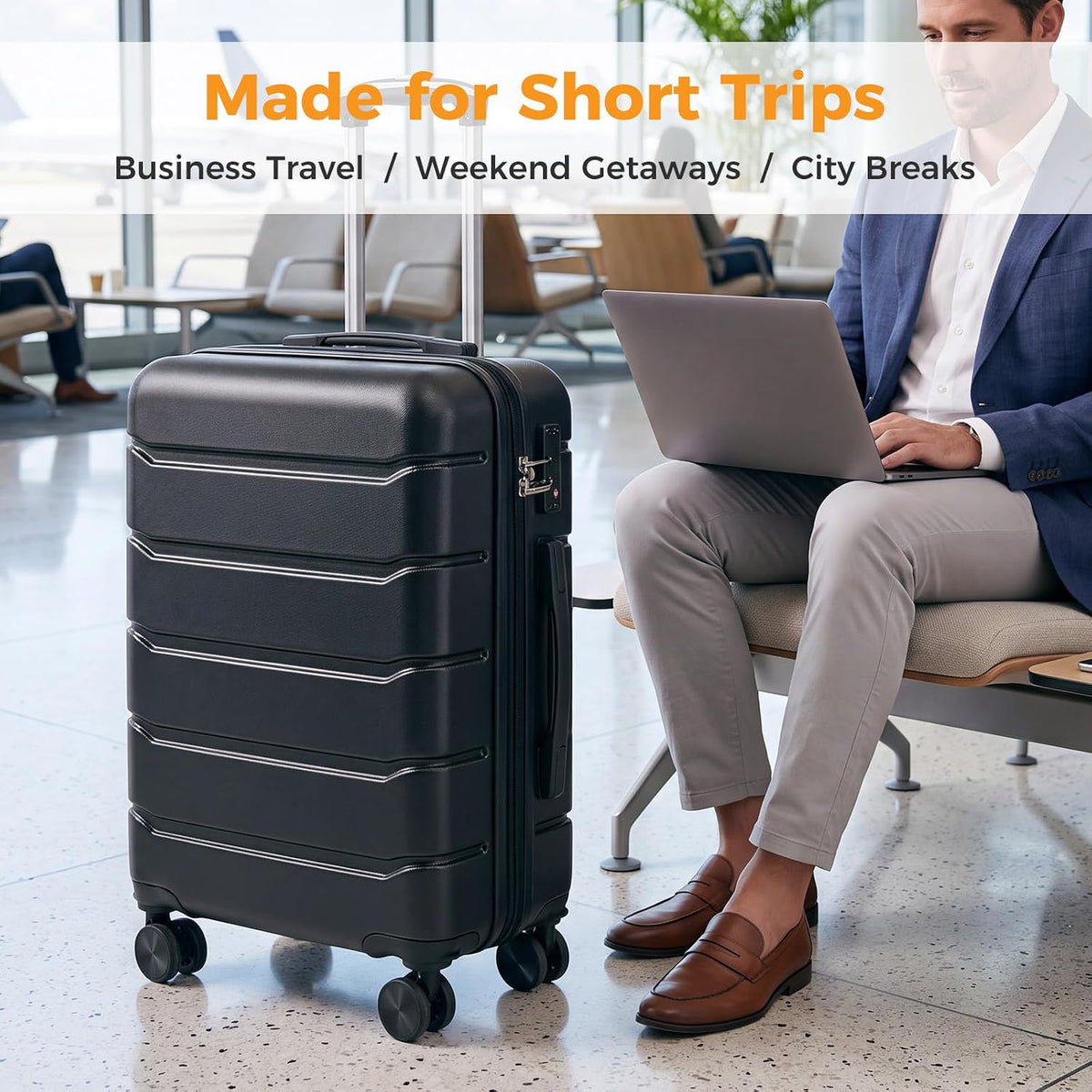 NEWBULIG NV2-2LG-24BK Hardside Suitcase – 24 Inch, Black – Black / 24 Inch – product detail