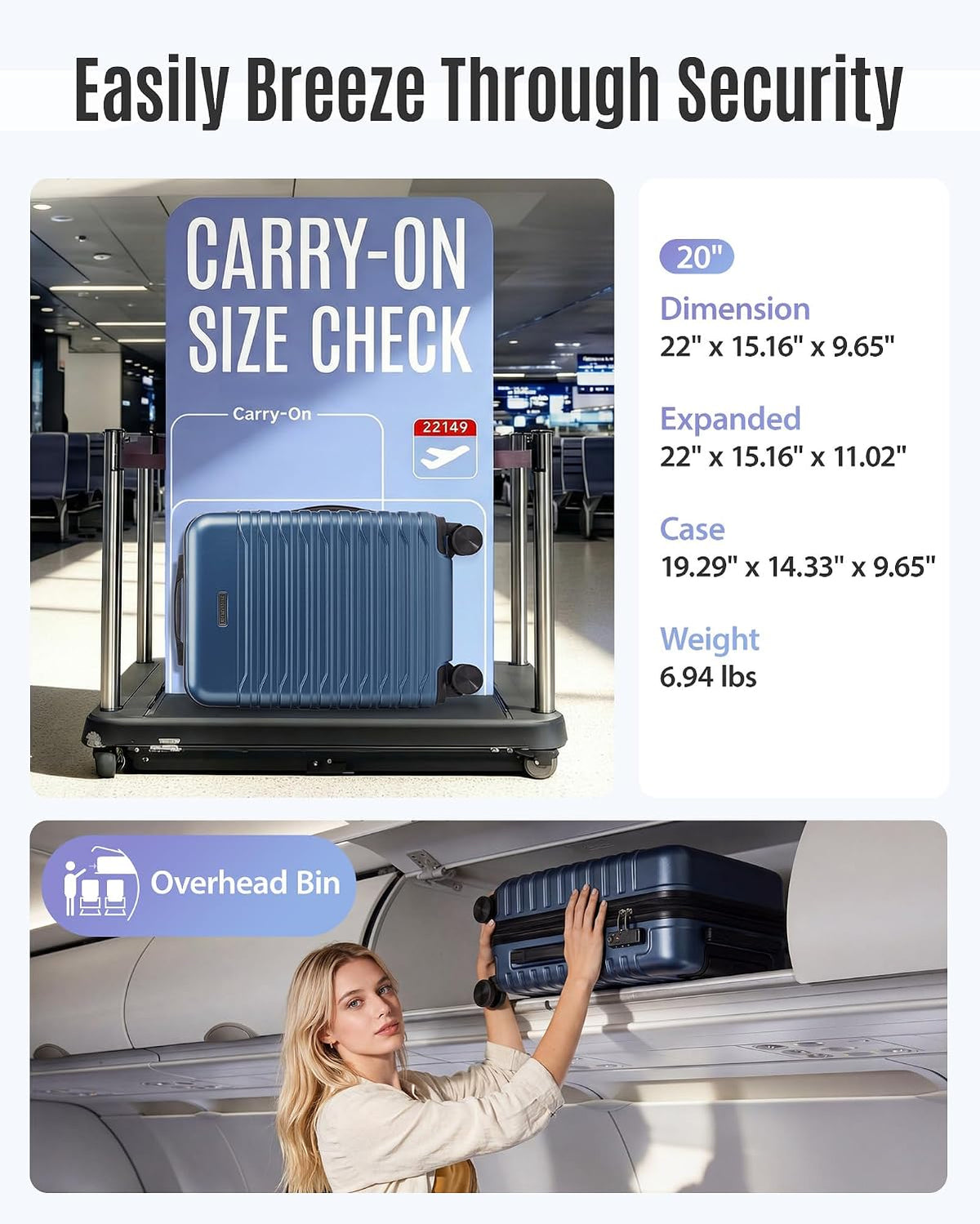 LIGHT FLIGHT LF4105006 Carry-On Suitcase – 20 Inch, Blue – Blue / 20 Inch – product detail