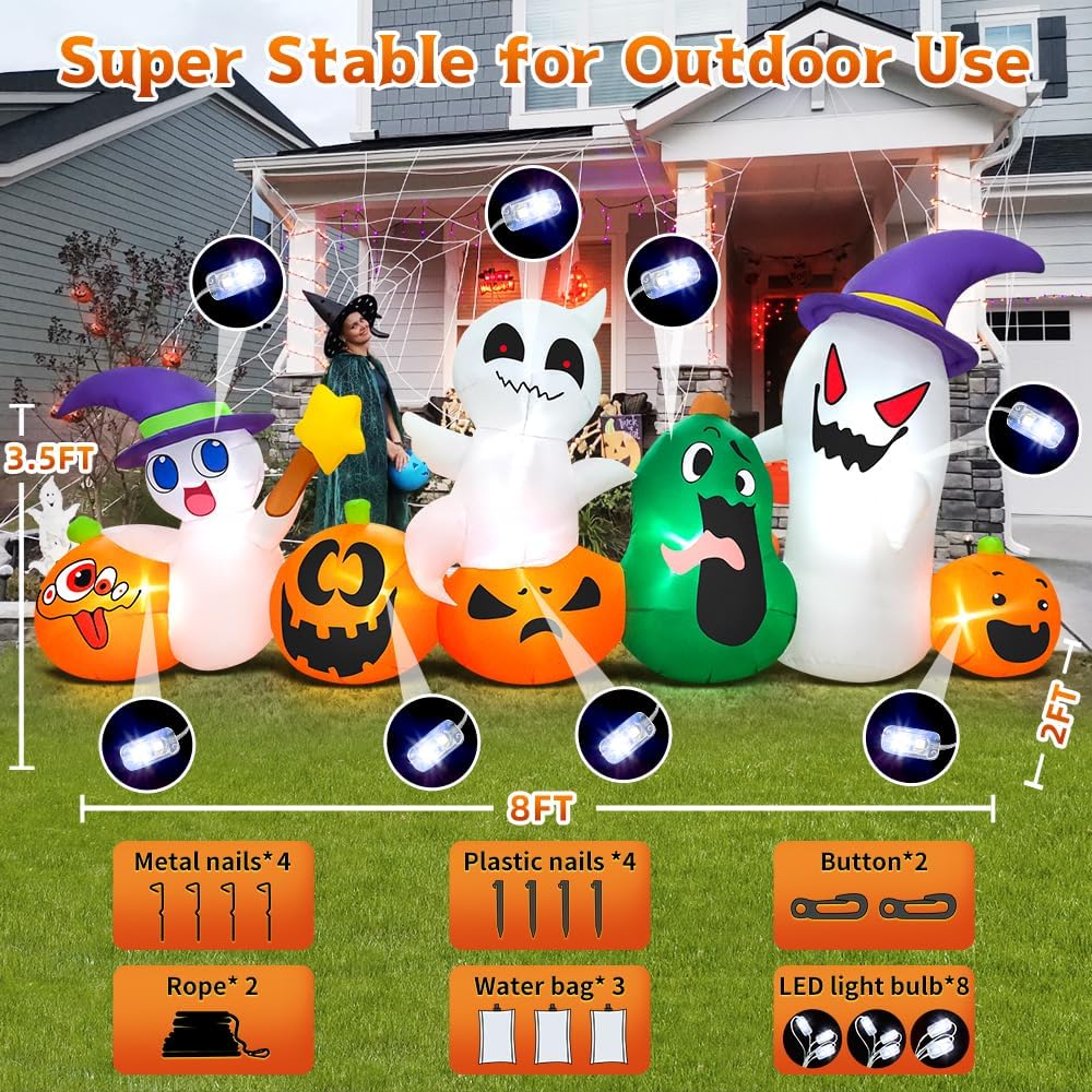 KOOY Halloween Inflatable Decorations – Ghost Pumpkin – product detail