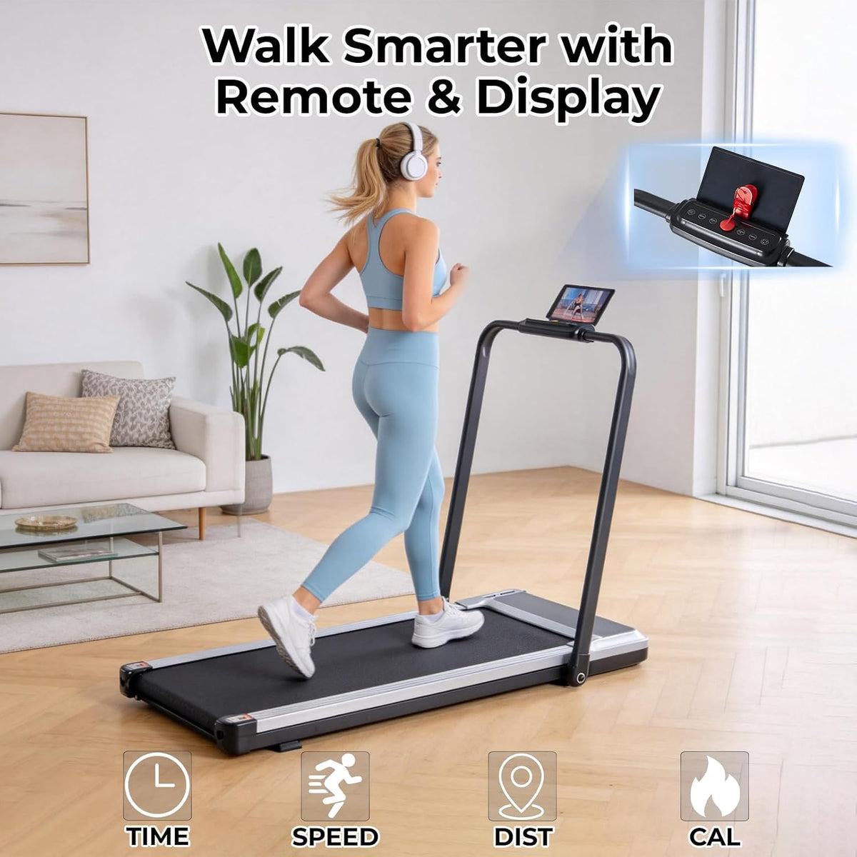 KMFurnila PBJ-FS01-SR2 Walking Treadmill – Steel Silver – product detail