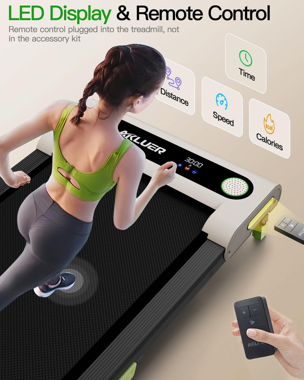AKLUER 480L-A Under-Desk Walking Treadmill, Light Black or Soft White