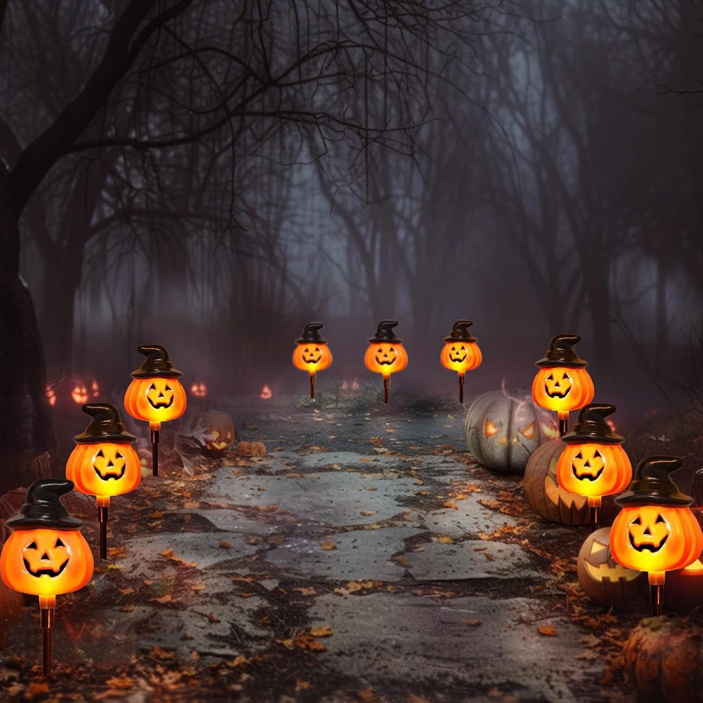 Awinking XMS049 6-Pack Solar Pumpkin Stake Lights – orange – product detail
