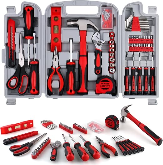 WINNER FTK156R 156-Piece Household Hand Tool Kit – 156-Pc. Ultimate Tool Kit, Red and Black