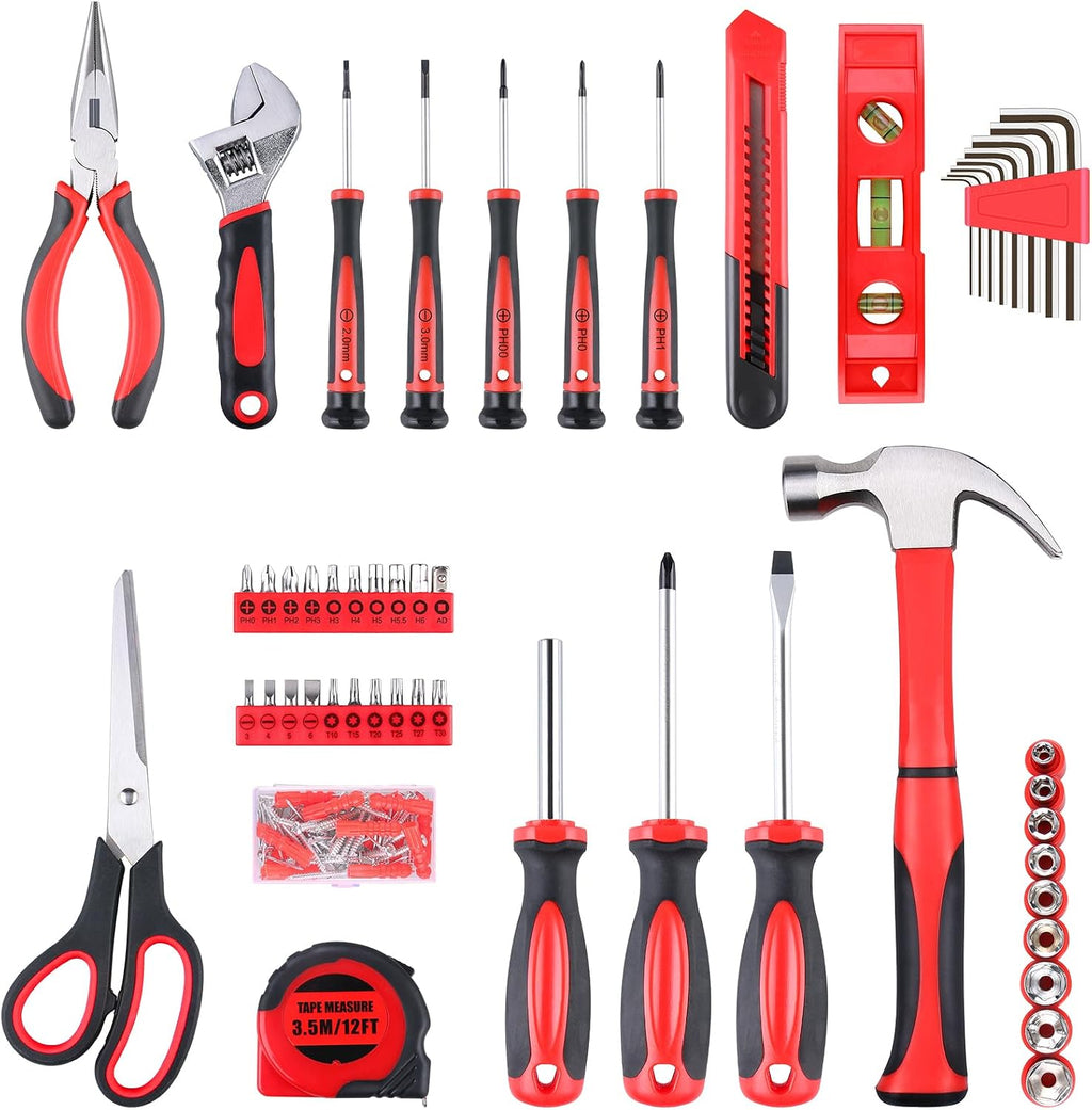 WINNER FTK156R 156-Piece Household Hand Tool Kit – 156-Pc. Ultimate Tool Kit, Red and Black – 156-Pc. Ultimate Tool Kit / ‎Red and Black – product detail