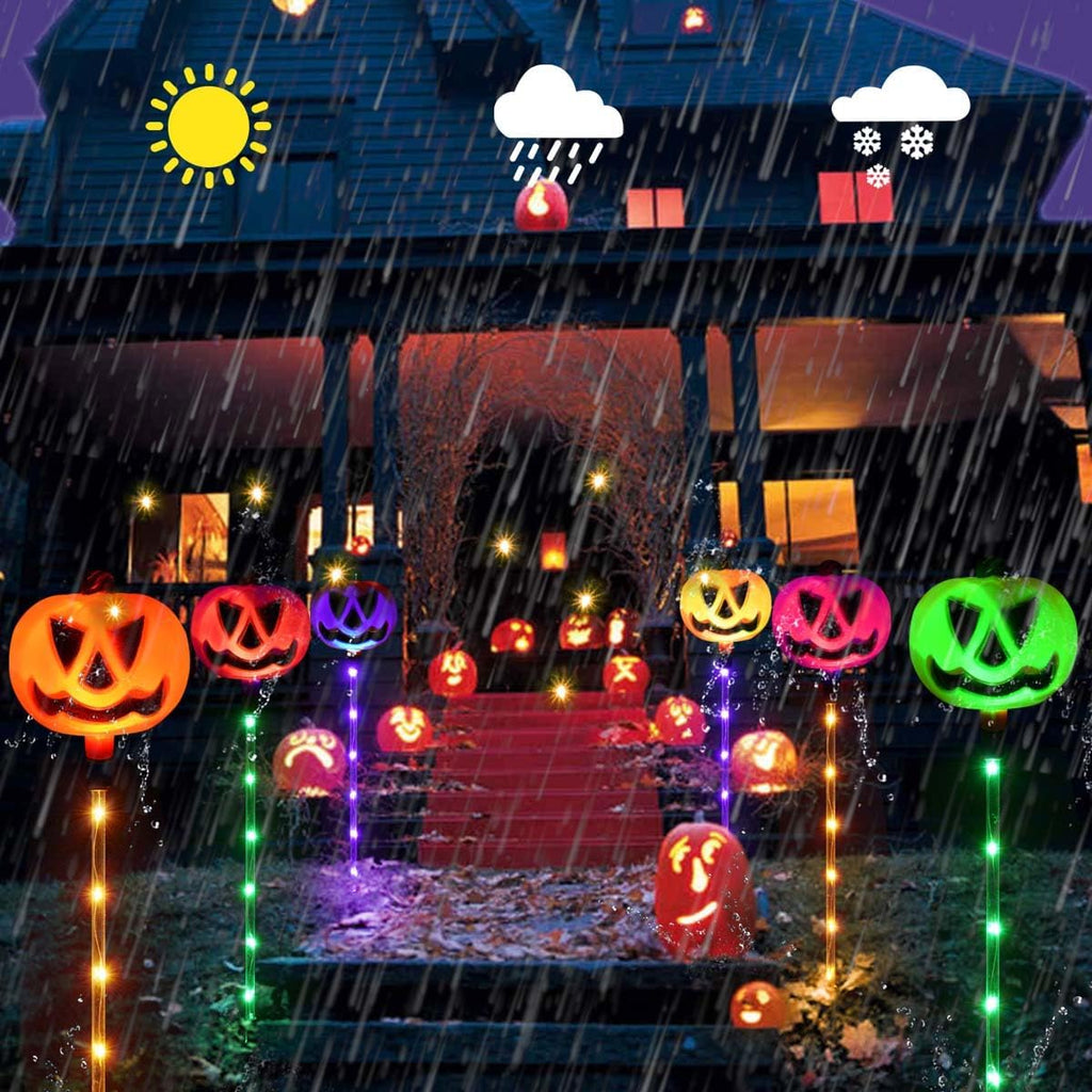 Homeleo HLD578 6-Pack Color-Changing Solar Pumpkin Path Lights – Multicolor Pumpkin – product detail