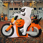 COMIN CO-69305 6-Foot Halloween Ghost, Pumpkin & Cat Motorcycle Inflatable – White,Orange,Black – product detail
