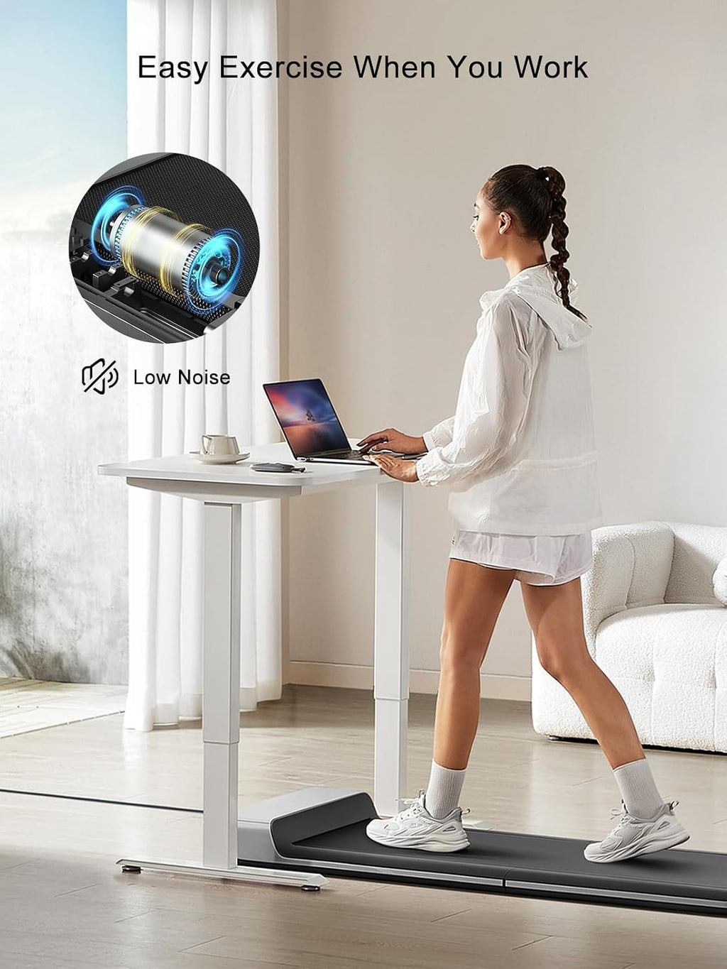 WALKINGPAD WPP1F Under-Desk Walking Treadmill – light gray – product detail