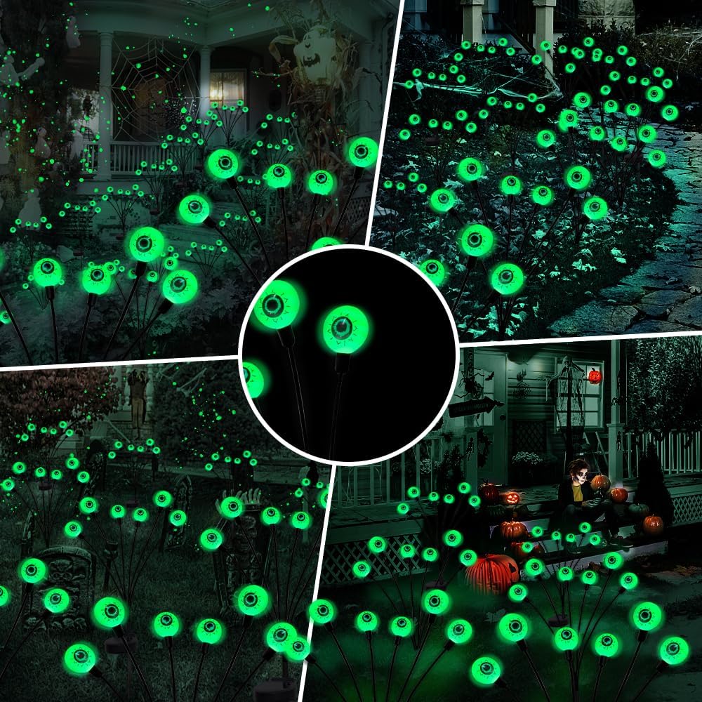 BeHiller BGYQG001 2-Pack 12-LED Solar Eyeball Garden Lights – Green – product detail