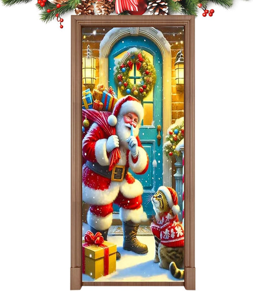 Christmas Door Cover Front Decor, Family Friendly · 1