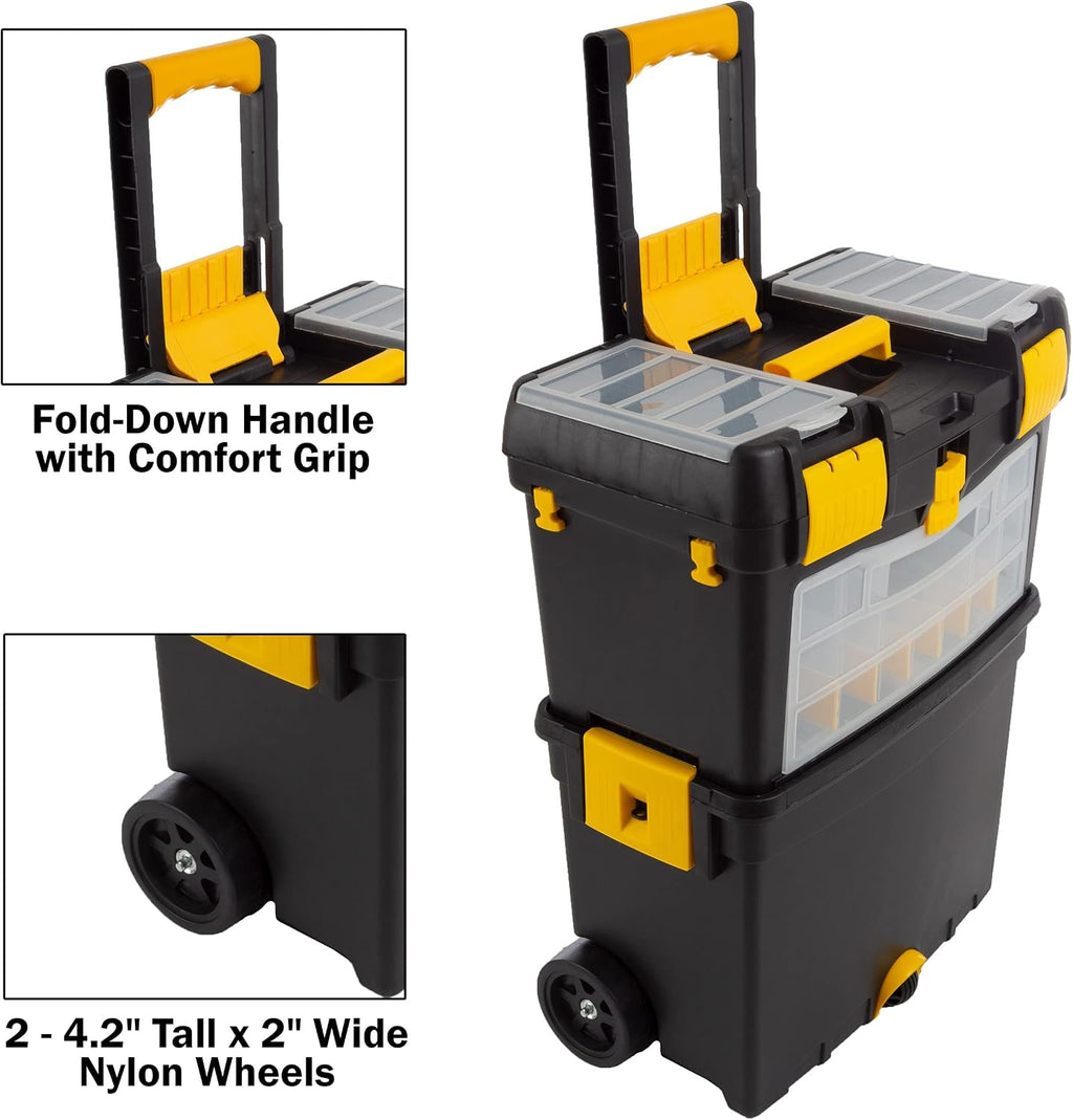 Stalwart 75-2250 Rolling Tool Box with Removable Top – Black/Yellow/Clear – product detail