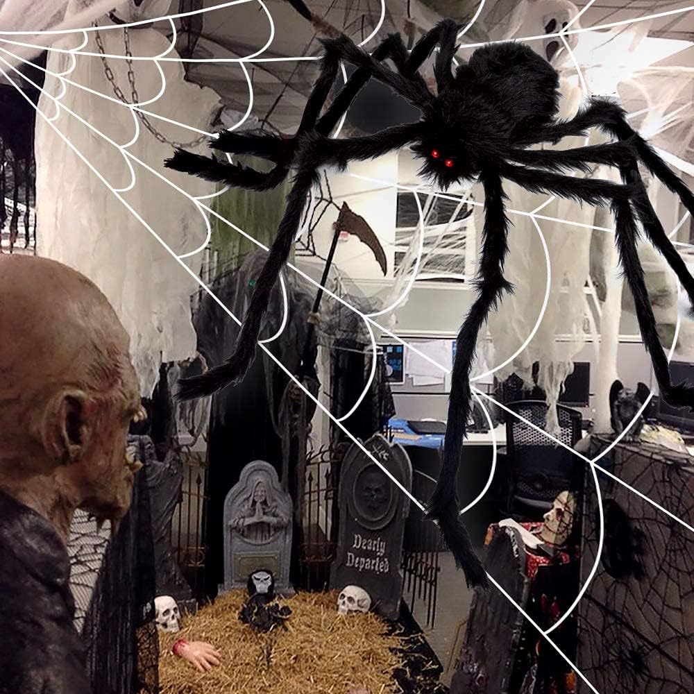 OCATO HF2106006 200-Inch Halloween Web & 59-Inch Spider Decoration Set – 200", Black – Black / 200" – product detail