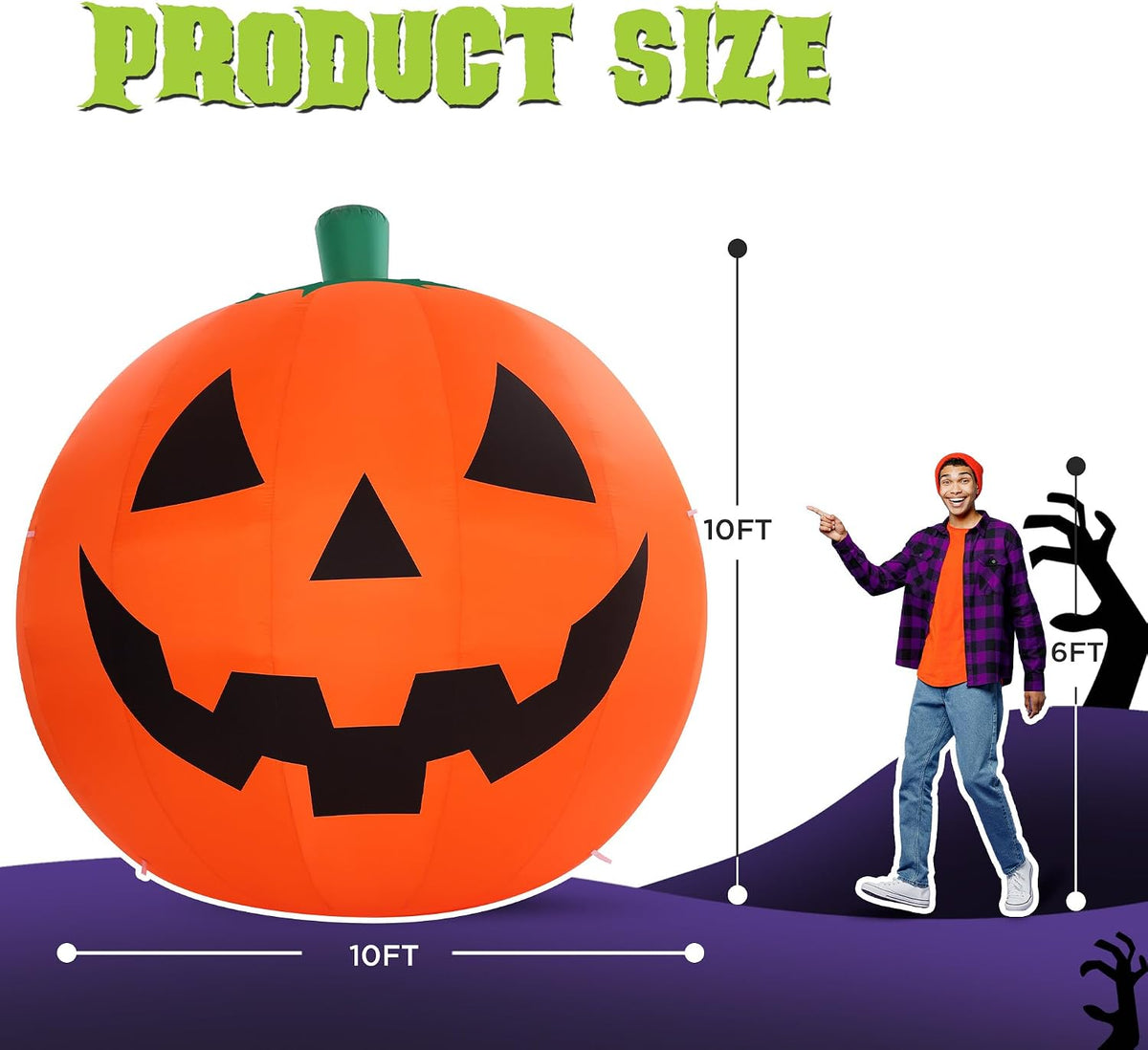 ZPISF Pumpkin Inflatable - 001 10-Foot Halloween Pumpkin Inflatable – 10 FT Giant Pumpkin – product detail