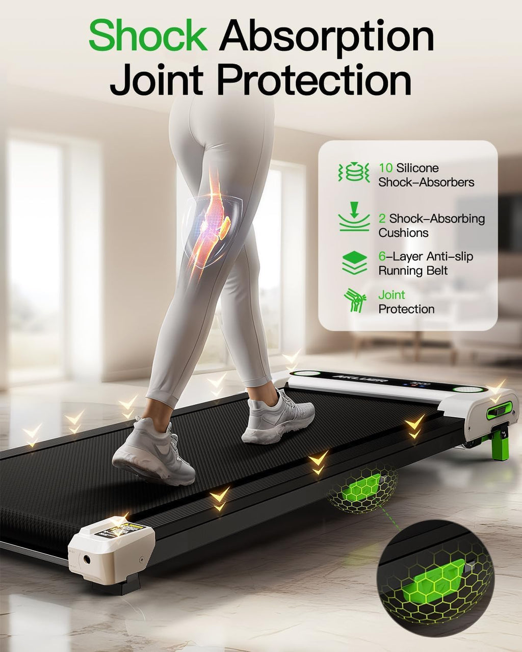 AKLUER 480L-A Under-Desk Walking Treadmill, Light Black or Soft White
