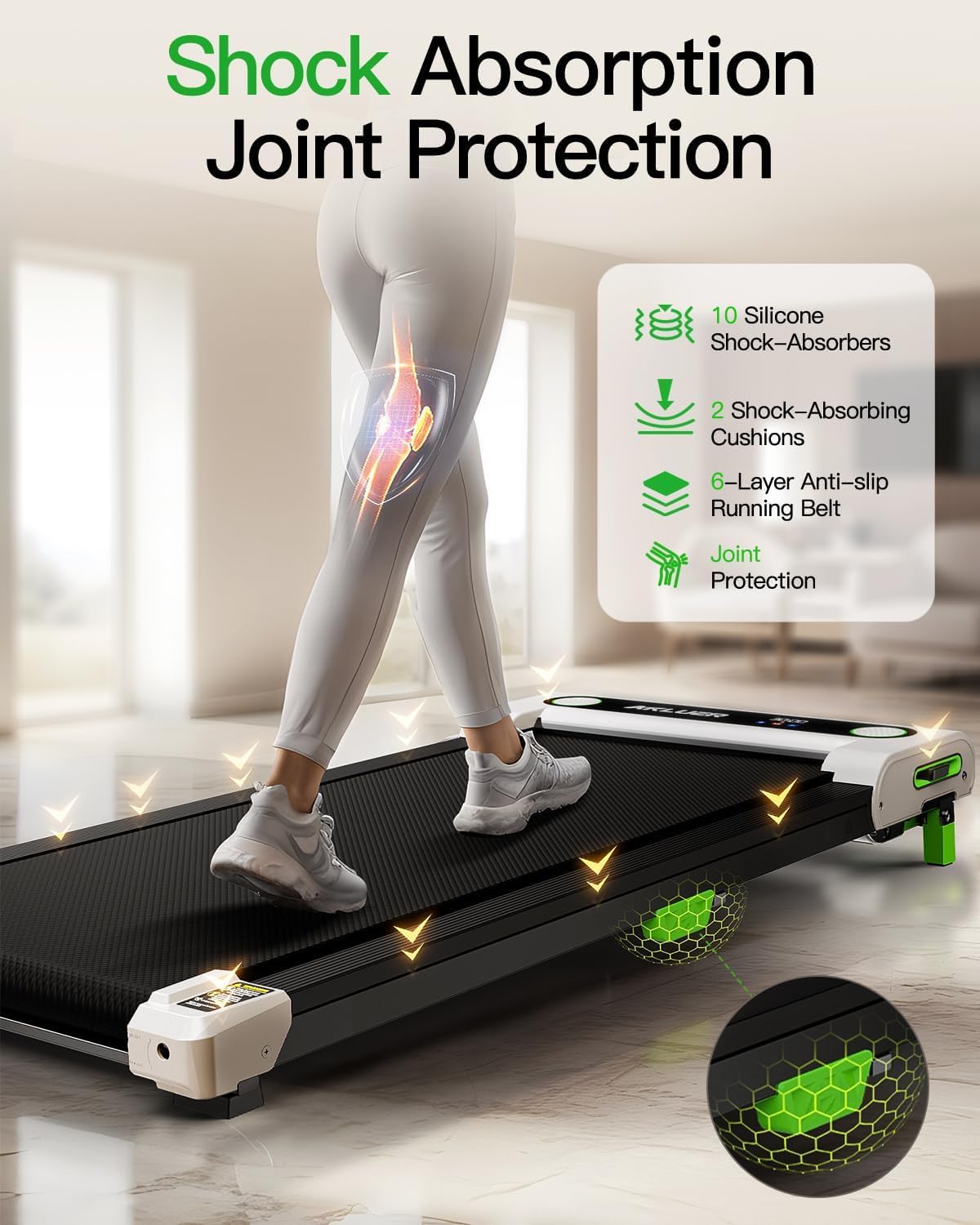 AKLUER 480L-A Under-Desk Walking Treadmill, Light Black or Soft White