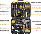 DEKOPRO 126-Piece Cordless Drill and Hand Tool Set – Yellow – product detail